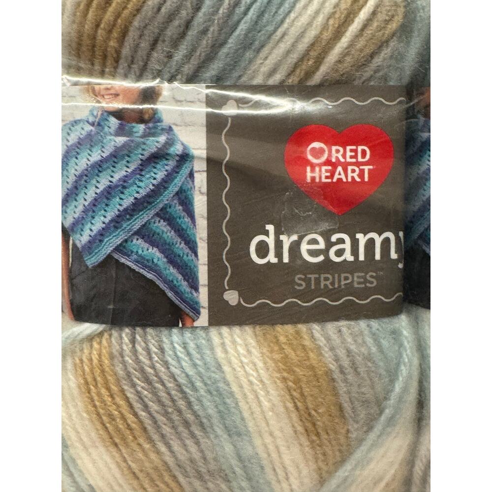 New in package set of 3 red heart dreamy stripes yarn 355 yds each - calm breeze - Picture 2 of 8